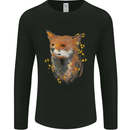 Fox Watercolour Mens Long Sleeve T-Shirt Black