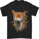 Fox Watercolour Mens T-Shirt 100% Cotton Black