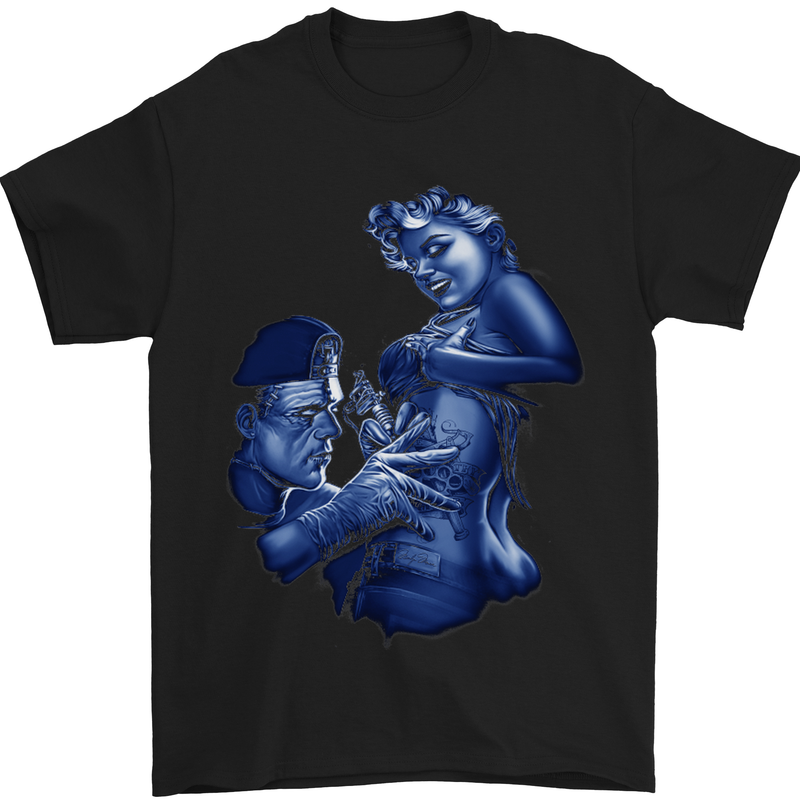 Frankenstein Tattooing Marilyn Halloween Mens T-Shirt Cotton Gildan Black