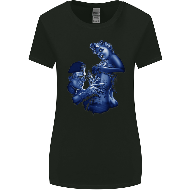 Frankenstein Tattooing Marilyn Halloween Womens Wider Cut T-Shirt Black