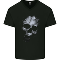Freaky Skulll Biker Gothic Mens V-Neck Cotton T-Shirt Black