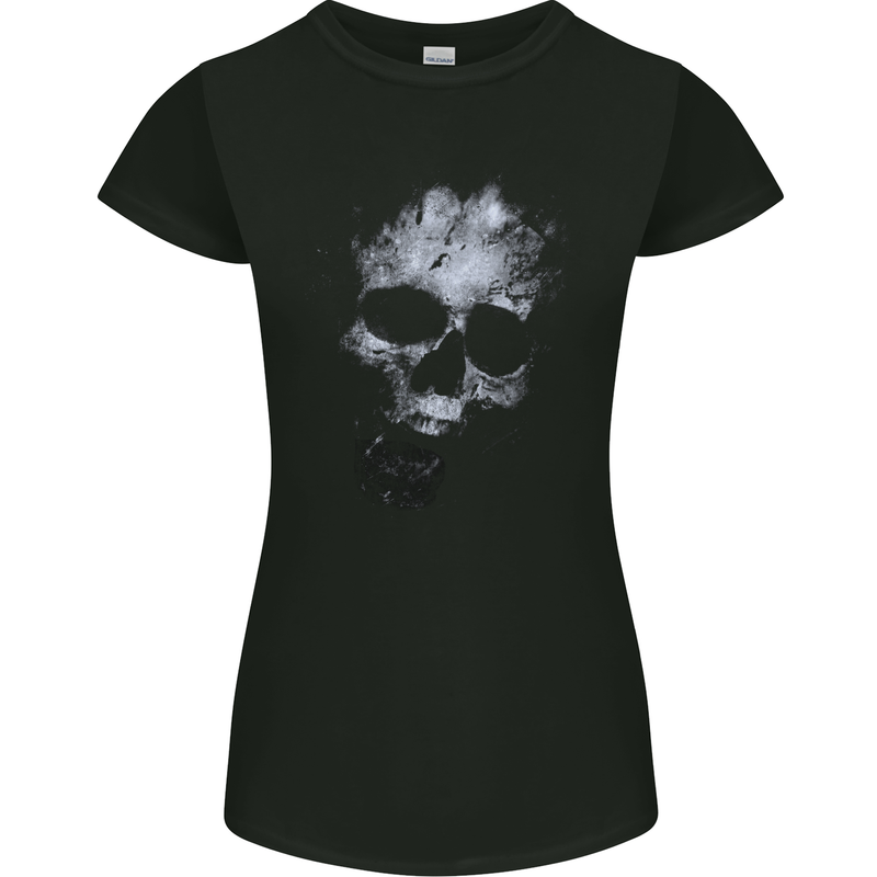 Freaky Skulll Biker Gothic Womens Petite Cut T-Shirt Black