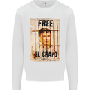 Free El Chapo Cocaine Drugs Cartel Kids Sweatshirt Jumper White