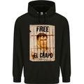 Free El Chapo Cocaine Drugs Cartel Mens 80% Cotton Hoodie Black