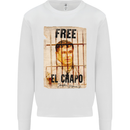 Free El Chapo Cocaine Drugs Cartel Mens Sweatshirt Jumper White