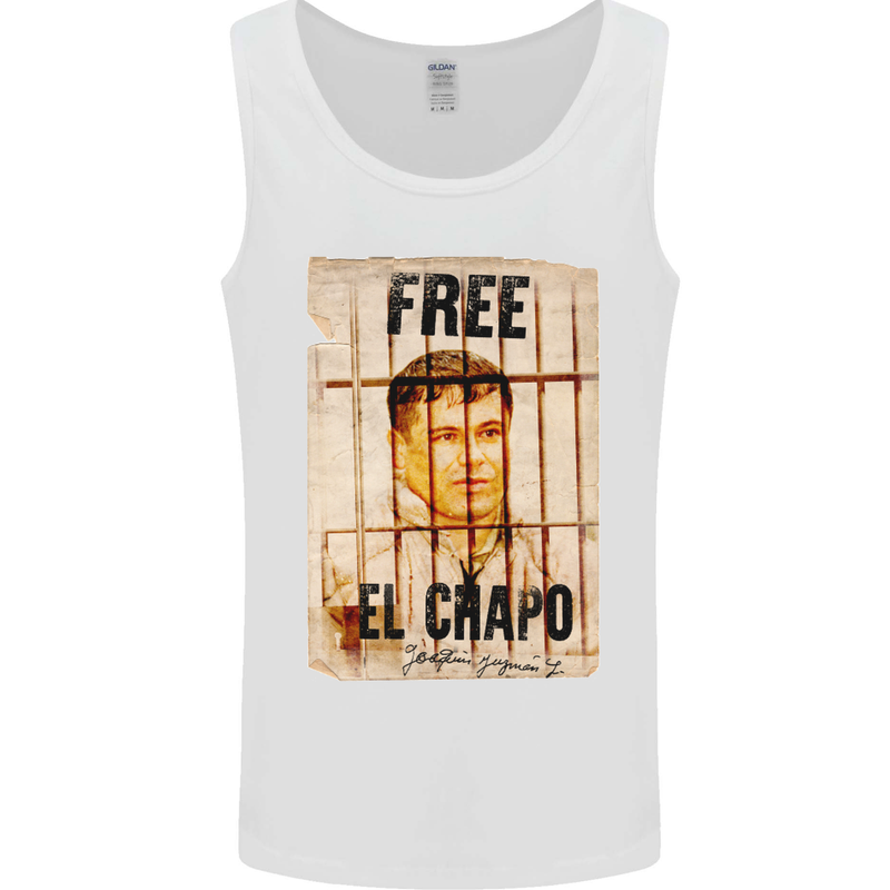 Free El Chapo Cocaine Drugs Cartel Mens Vest Tank Top White