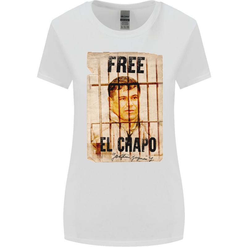 Free El Chapo Cocaine Drugs Cartel Womens Wider Cut T-Shirt White