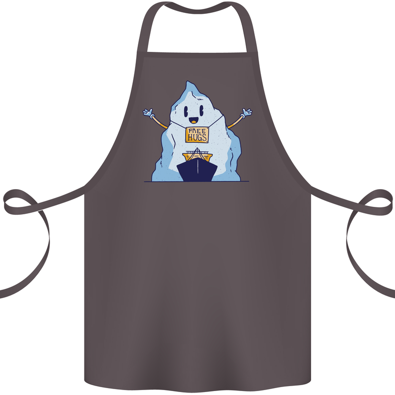 Free Hugs Iceberg and Ship Environment Cotton Apron 100% Organic Dark Grey