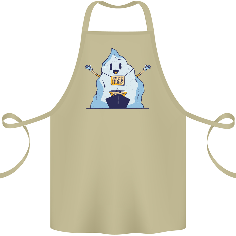 Free Hugs Iceberg and Ship Environment Cotton Apron 100% Organic Khaki
