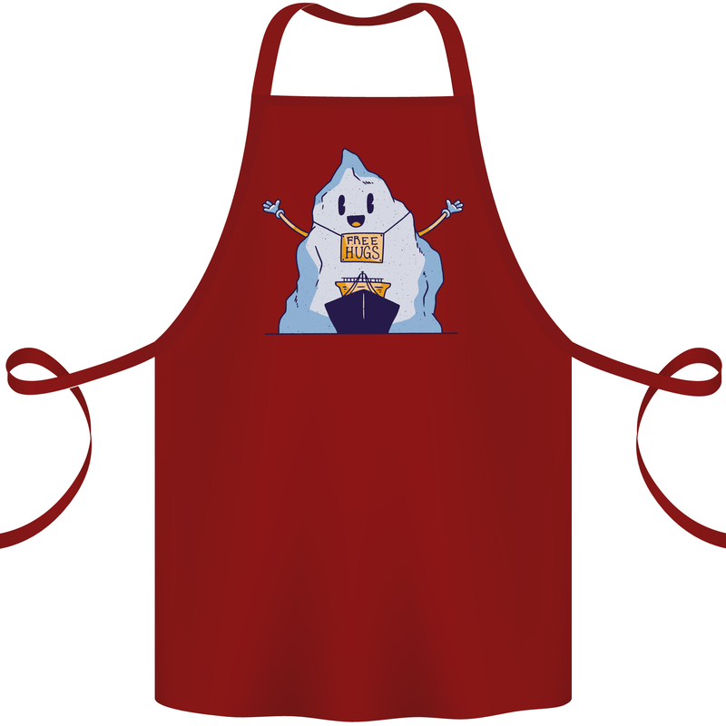 Free Hugs Iceberg and Ship Environment Cotton Apron 100% Organic Maroon