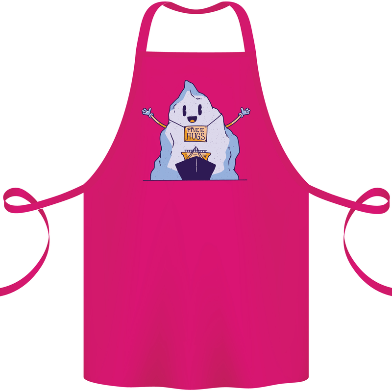 Free Hugs Iceberg and Ship Environment Cotton Apron 100% Organic Pink