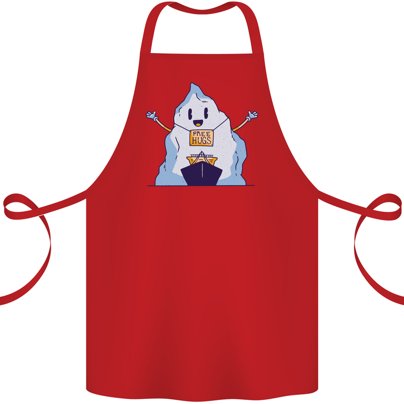 Free Hugs Iceberg and Ship Environment Cotton Apron 100% Organic Red