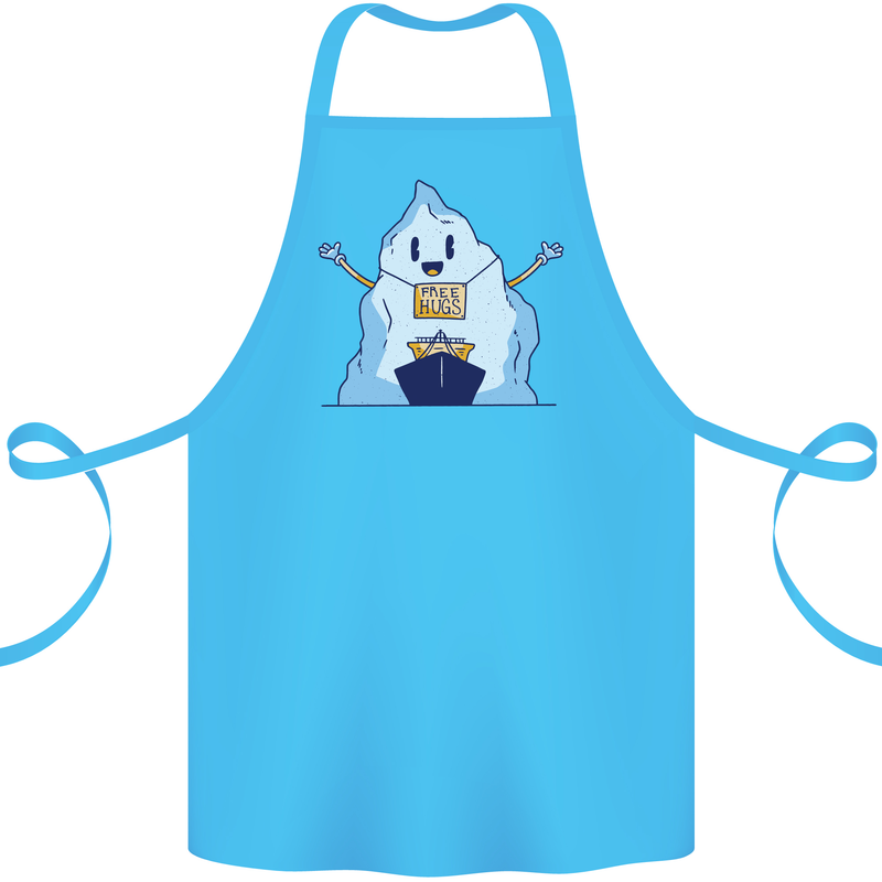 Free Hugs Iceberg and Ship Environment Cotton Apron 100% Organic Turquoise