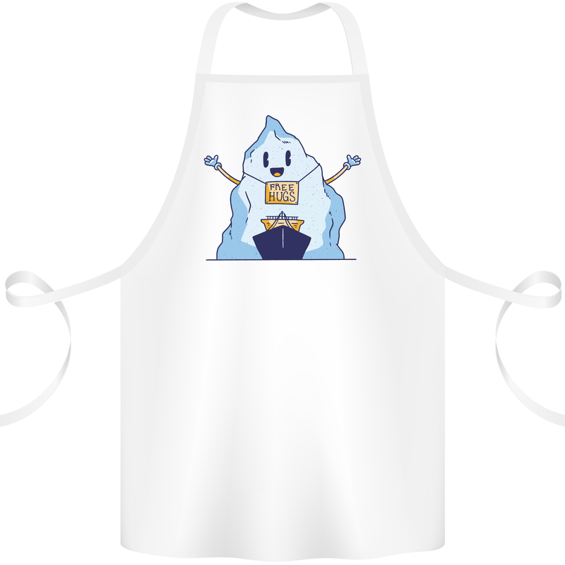 Free Hugs Iceberg and Ship Environment Cotton Apron 100% Organic White