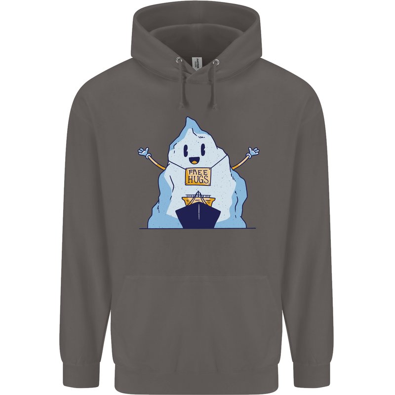 Free Hugs Iceberg and Ship Environment Mens 80% Cotton Hoodie Charcoal