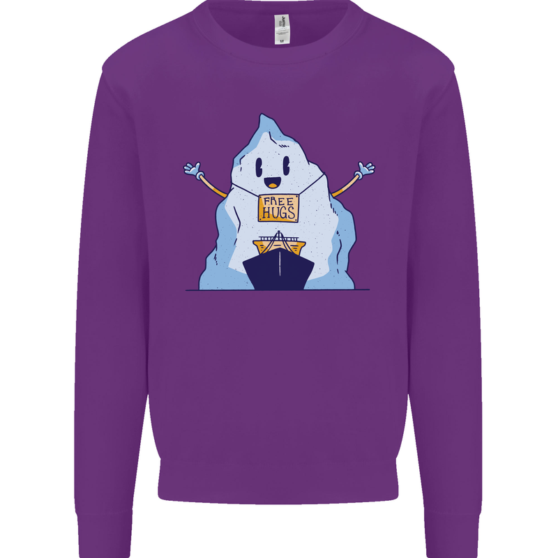 Free Hugs Iceberg and Ship Environment Mens Sweatshirt Jumper Purple