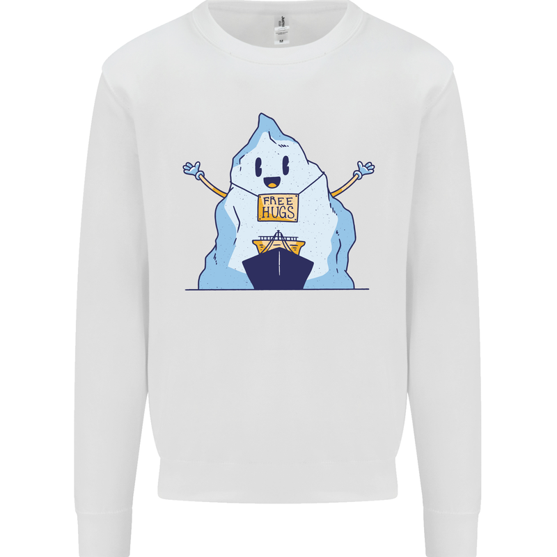 Free Hugs Iceberg and Ship Environment Mens Sweatshirt Jumper White