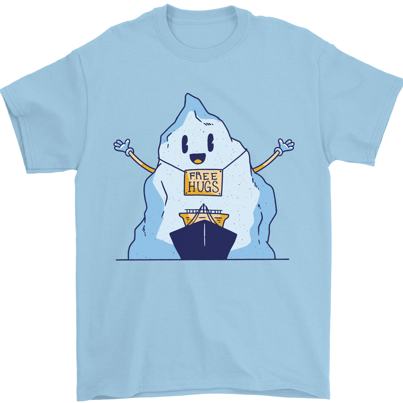 Free Hugs Iceberg and Ship Environment Mens T-Shirt Cotton Gildan Light Blue