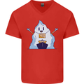 Free Hugs Iceberg and Ship Environment Mens V-Neck Cotton T-Shirt Red