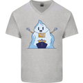Free Hugs Iceberg and Ship Environment Mens V-Neck Cotton T-Shirt Sports Grey