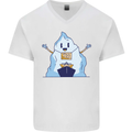 Free Hugs Iceberg and Ship Environment Mens V-Neck Cotton T-Shirt White