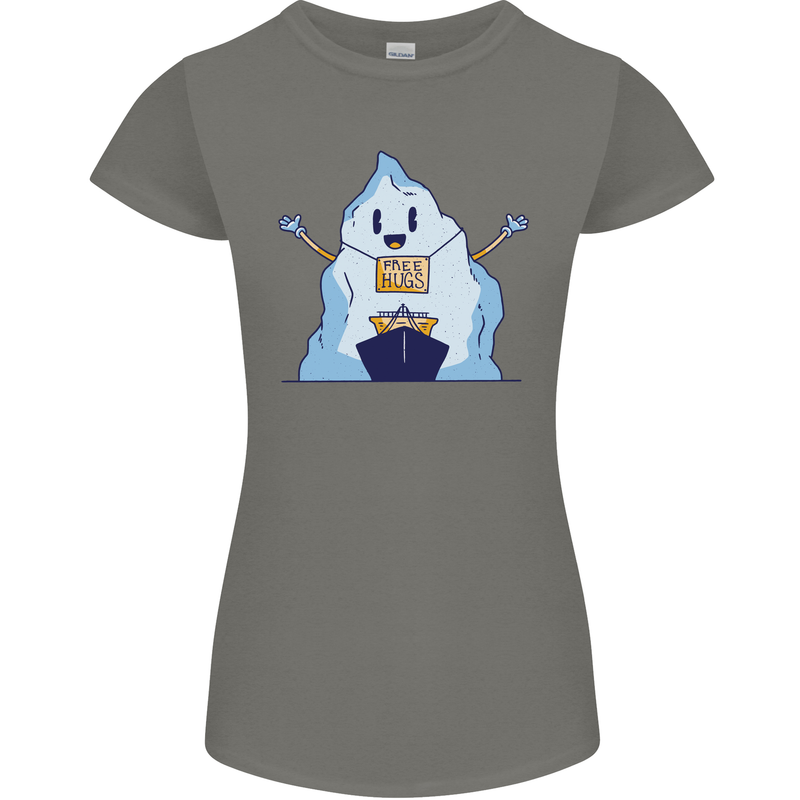 Free Hugs Iceberg and Ship Environment Womens Petite Cut T-Shirt Charcoal