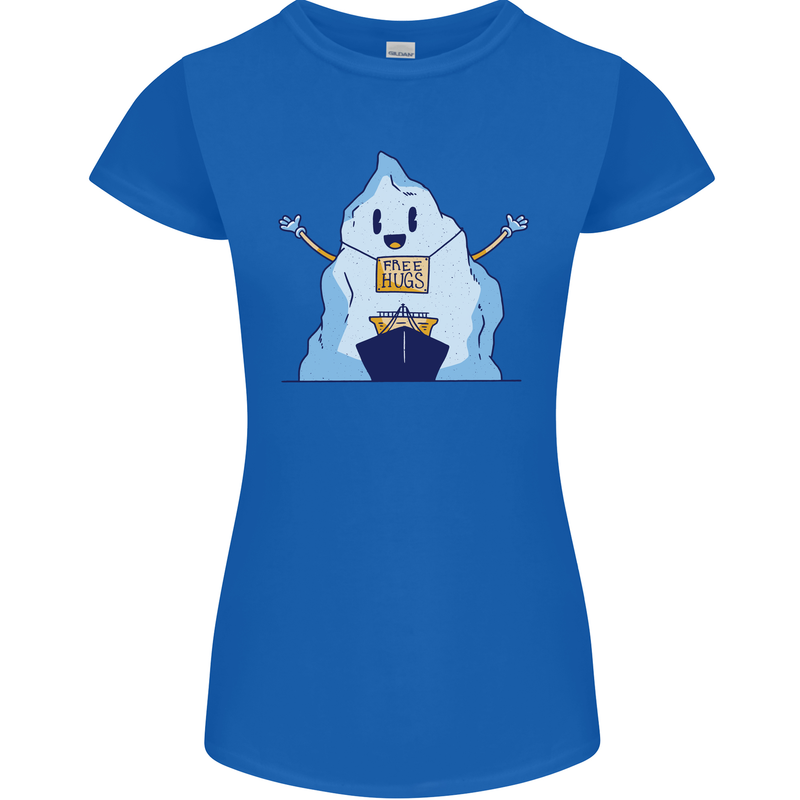 Free Hugs Iceberg and Ship Environment Womens Petite Cut T-Shirt Royal Blue