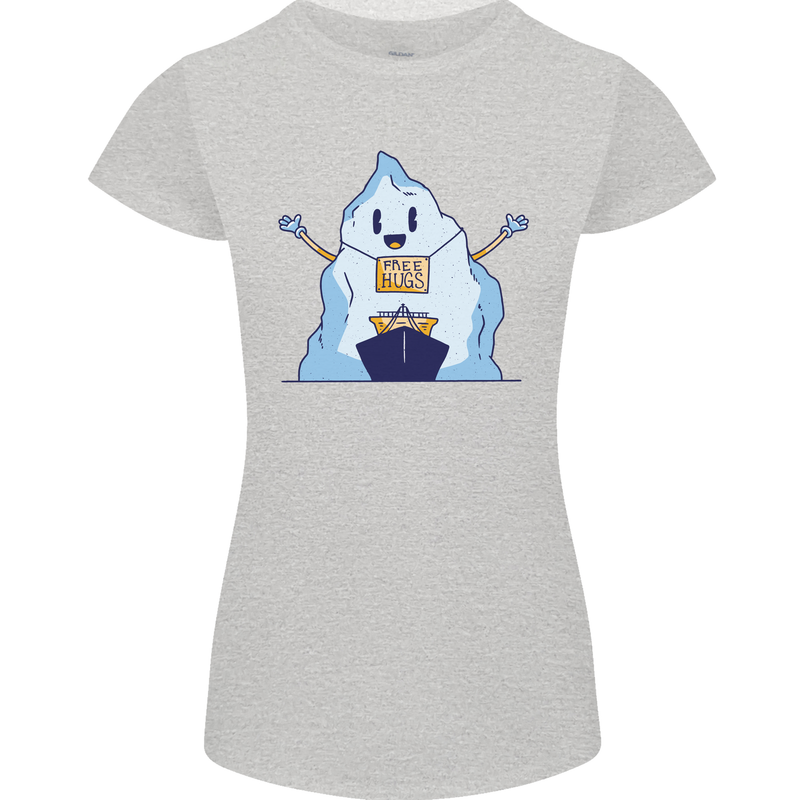 Free Hugs Iceberg and Ship Environment Womens Petite Cut T-Shirt Sports Grey
