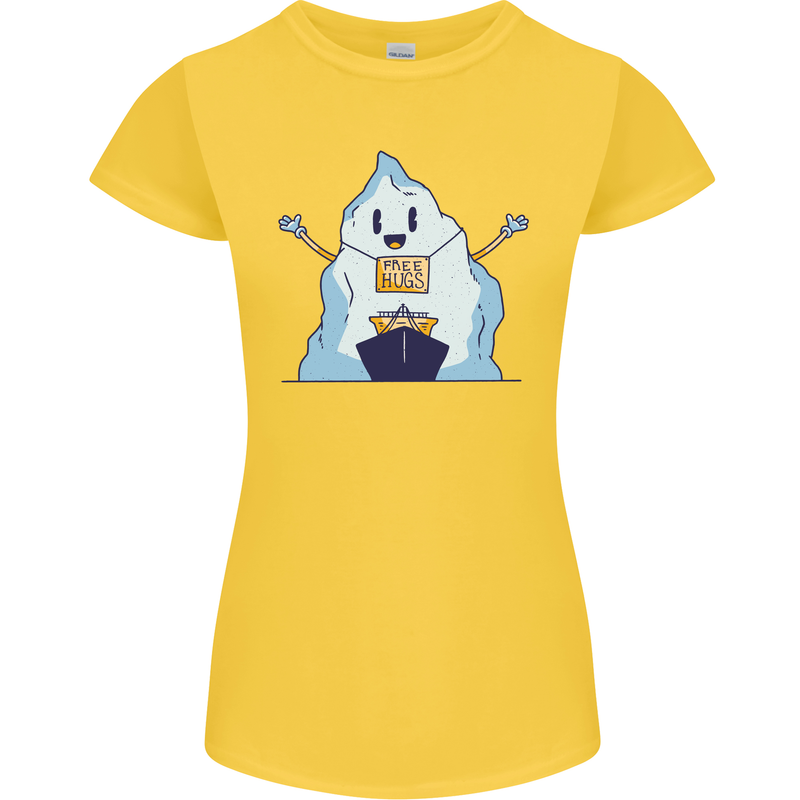 Free Hugs Iceberg and Ship Environment Womens Petite Cut T-Shirt Yellow
