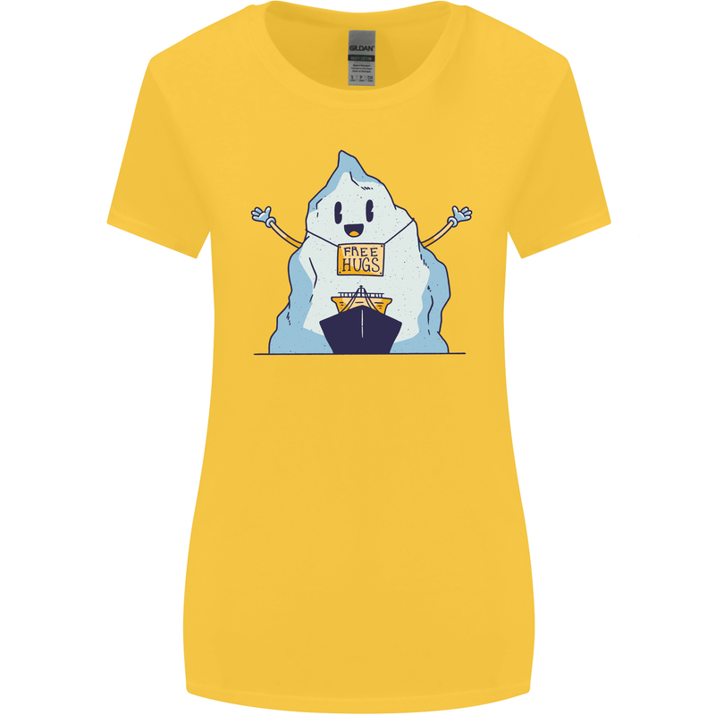 Free Hugs Iceberg and Ship Environment Womens Wider Cut T-Shirt Yellow