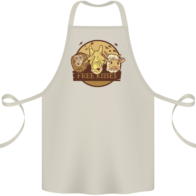 Free Kisses Animals Cow Monkey Giraffe Cotton Apron 100% Organic Natural