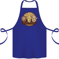 Free Kisses Animals Cow Monkey Giraffe Cotton Apron 100% Organic Royal Blue
