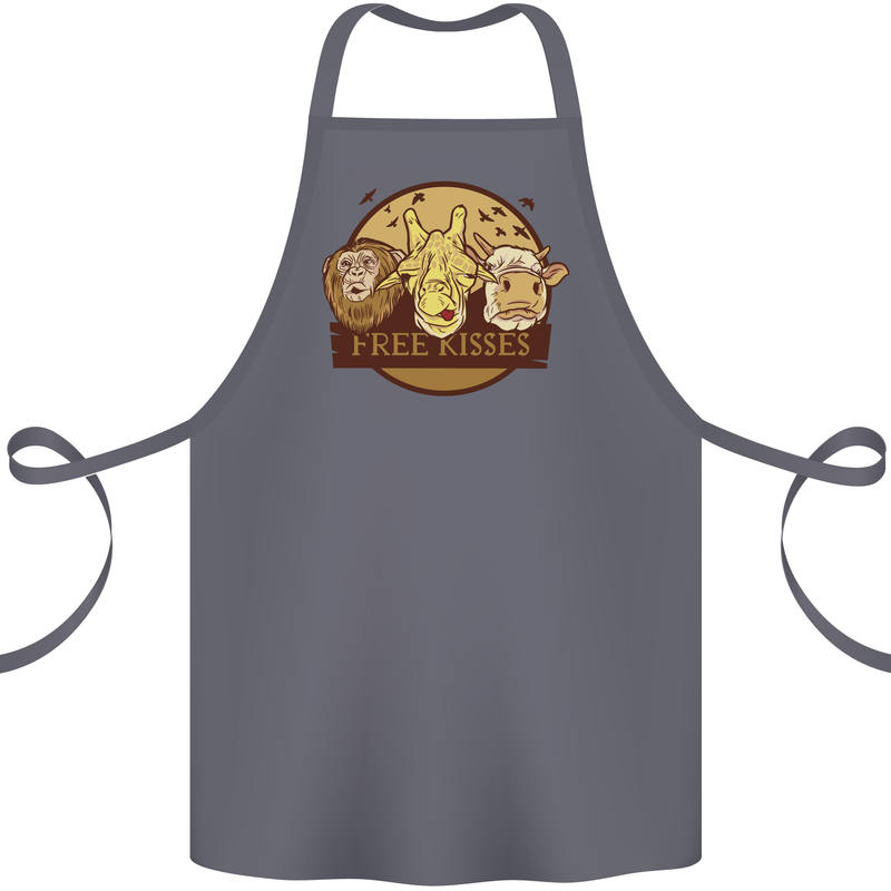 Free Kisses Animals Cow Monkey Giraffe Cotton Apron 100% Organic Steel