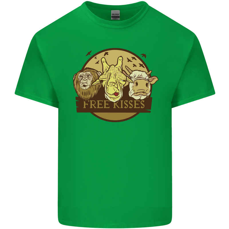 Free Kisses Animals Cow Monkey Giraffe Kids T-Shirt Childrens Irish Green