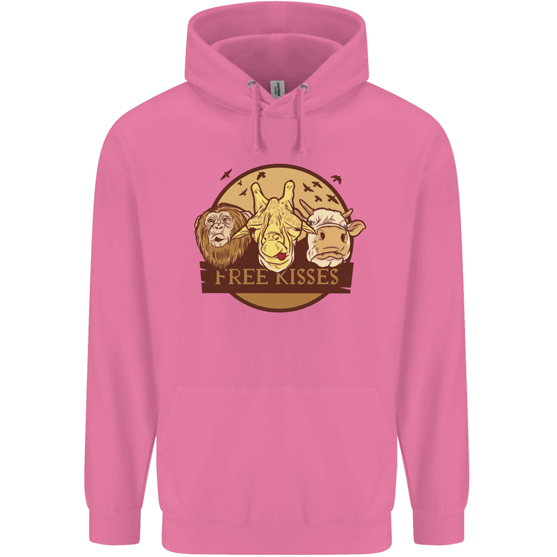 Free Kisses Animals Cow Monkey Giraffe Mens 80% Cotton Hoodie Azelea