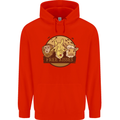 Free Kisses Animals Cow Monkey Giraffe Mens 80% Cotton Hoodie Bright Red