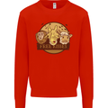 Free Kisses Animals Cow Monkey Giraffe Mens Sweatshirt Jumper Bright Red