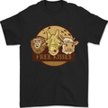 Free Kisses Animals Cow Monkey Giraffe Mens T-Shirt 100% Cotton Black