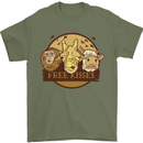 Free Kisses Animals Cow Monkey Giraffe Mens T-Shirt 100% Cotton Military Green
