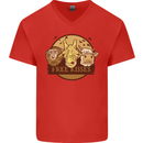 Free Kisses Animals Cow Monkey Giraffe Mens V-Neck Cotton T-Shirt Red