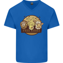 Free Kisses Animals Cow Monkey Giraffe Mens V-Neck Cotton T-Shirt Royal Blue