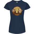 Free Kisses Animals Cow Monkey Giraffe Womens Petite Cut T-Shirt Navy Blue