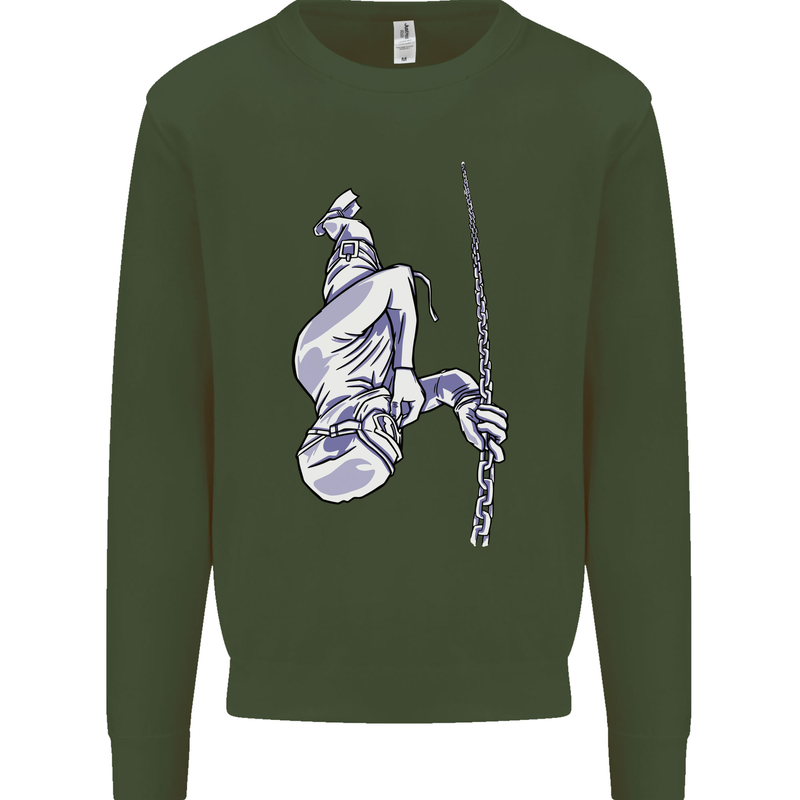Freediving Chain Diver Scuba Diving Kids Sweatshirt Jumper Forest Green