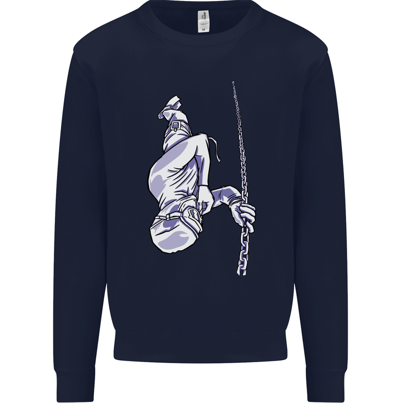 Freediving Chain Diver Scuba Diving Kids Sweatshirt Jumper Navy Blue
