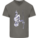 Freediving Chain Diver Scuba Diving Mens V-Neck Cotton T-Shirt Charcoal
