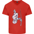 Freediving Chain Diver Scuba Diving Mens V-Neck Cotton T-Shirt Red