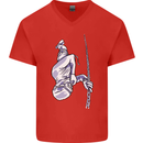 Freediving Chain Diver Scuba Diving Mens V-Neck Cotton T-Shirt Red