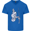 Freediving Chain Diver Scuba Diving Mens V-Neck Cotton T-Shirt Royal Blue