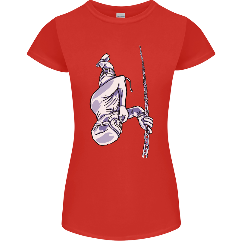 Freediving Chain Diver Scuba Diving Womens Petite Cut T-Shirt Red