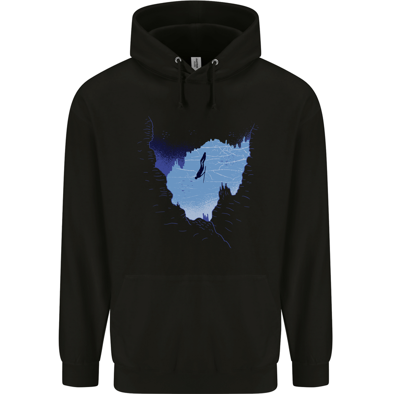 Freediving Diver Scuba Diving Mens 80% Cotton Hoodie Black